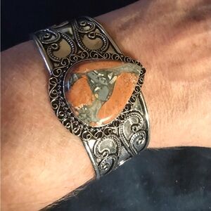 Maligano Jasper 925 Sterling Silver Cuff Bracelet